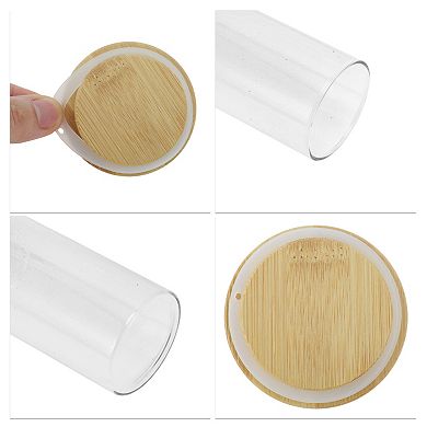 17.64oz with Lid Decorative Jars 7.09" Height Wood Color Clear 1 Pc