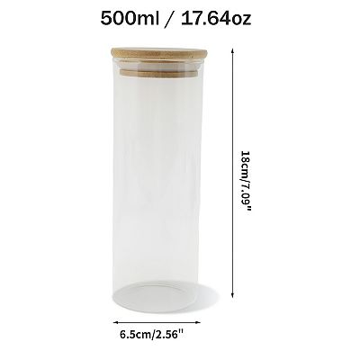 17.64oz with Lid Decorative Jars 7.09" Height Wood Color Clear 1 Pc