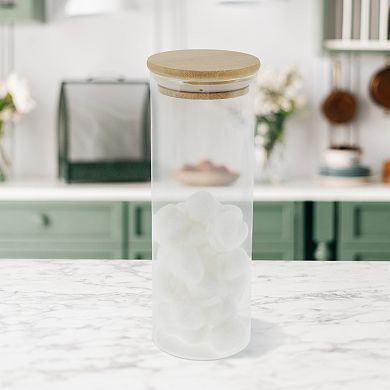 17.64oz with Lid Decorative Jars 7.09" Height Wood Color Clear 1 Pc