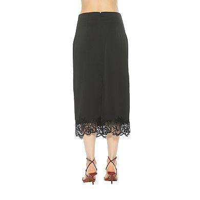 Women's ALEXIA ADMOR Midi Skirt With Lace Hem
