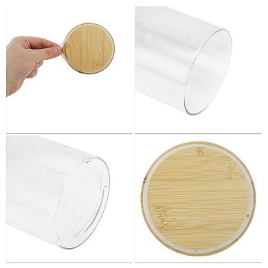 47.62oz with Lid Decorative Jars 7.87" Height Wood Color Clear 1 Pc