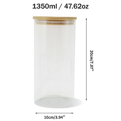 47.62oz with Lid Decorative Jars 7.87" Height Wood Color Clear 1 Pc