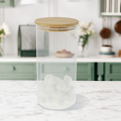 47.62oz with Lid Decorative Jars 7.87" Height Wood Color Clear 1 Pc