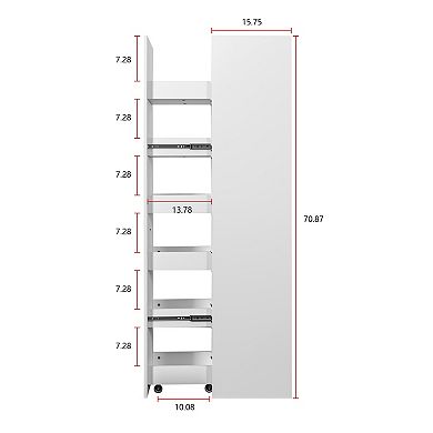 Kitchen Narrow Storage Rolling Cart with Handle and Wheels