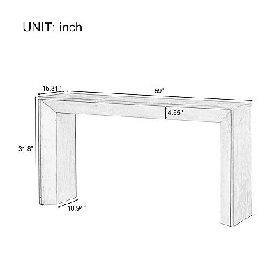 Whisen Fireplace Design Console Table with Wood Veneer Top