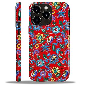Smartphone Case for iPhone - 2-Layer Durable Smartphone Protection Case - Red Folk Bloom