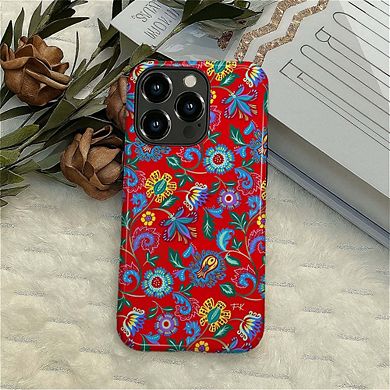 Smartphone Case for iPhone - 2-Layer Durable Smartphone Protection Case - Red Folk Bloom