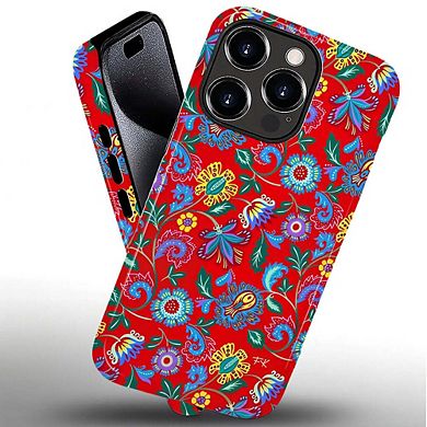 Smartphone Case for iPhone - 2-Layer Durable Smartphone Protection Case - Red Folk Bloom