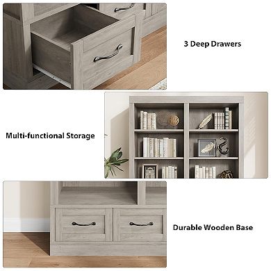 Bookshelf with Double Storage, 6-Tier Large Bookshelf, Double Wide Bookshelves