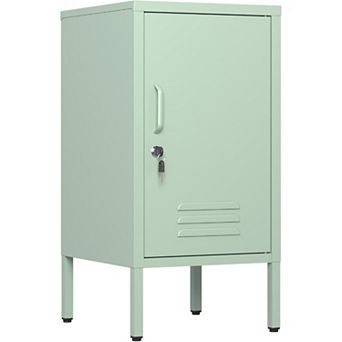 Metal Locker End Table, Modern Single Door Metal Nightstand with 2 Adjustable Shelf, Bedside Table