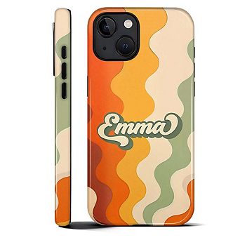 Smartphone Case for iPhone - 2-Layer Durable Smartphone Protection Case - Retro Name Wave