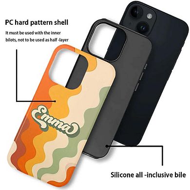 Smartphone Case for iPhone - 2-Layer Durable Smartphone Protection Case - Retro Name Wave