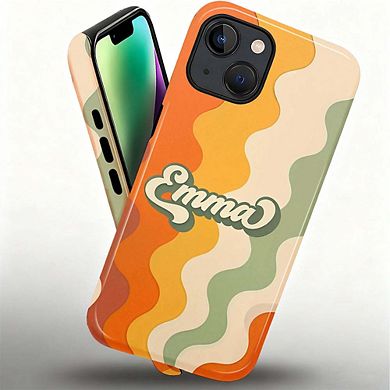 Smartphone Case for iPhone - 2-Layer Durable Smartphone Protection Case - Retro Name Wave