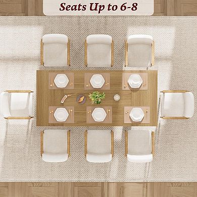 71"W Dining Table for 6-Table Only, Farmhouse Kitchen Table with Padded Top and Unique V-Shaped Feet