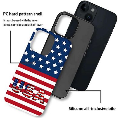 Smartphone Case for iPhone - 2-Layer Durable Smartphone Protection Case - USA Flag