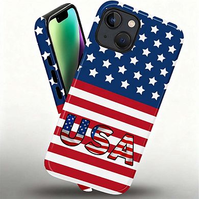 Smartphone Case for iPhone - 2-Layer Durable Smartphone Protection Case - USA Flag