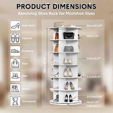 IDEALHOUSE 6-Tier 360° Rotating Shoe Rack Tower