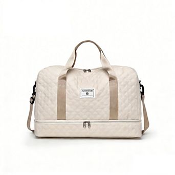 3D Diamond Patterned Small Square Tote, Crossbody bag with Dry Wet Separation & Double-sided Pockets