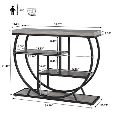 Entryway Table with Storage, Industrial 4-Tier Narrow Console Table Behind Couch