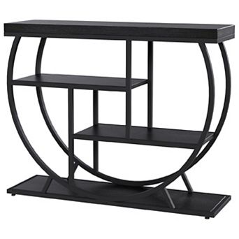 Entryway Table with Storage, Industrial 4 tier Narrow Console Table Behind Couch