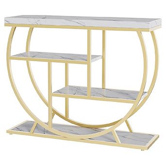 Entryway Table with Storage, Industrial 4 tier Narrow Console Table Behind Couch