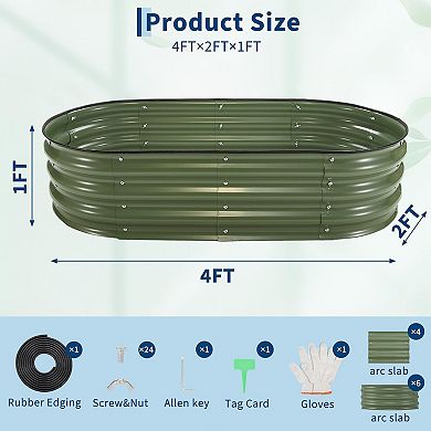 ANIXOL 2-Piece Oval Galvanized Steel Raised Garden Bed Kit