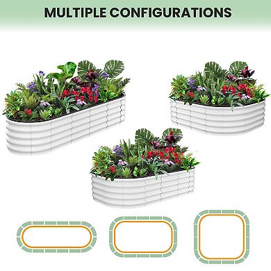 ANIXOL Heavy-Duty Oval Galvanized Steel Raised Planter Bed