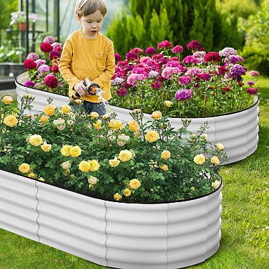 ANIXOL Heavy-Duty Oval Galvanized Steel Raised Planter Bed