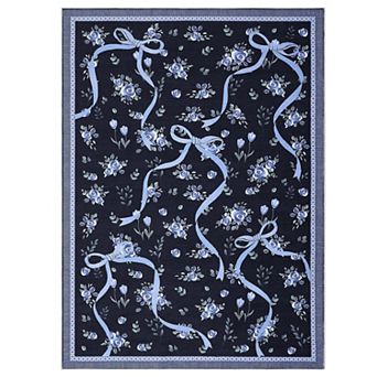 ANIXOL Floral Bow Washable Area Rug