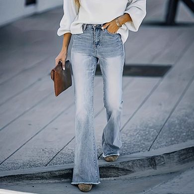 Women's Causal High Waisted Wide Leg Jeans Flare Bell Bottom Bootcut Jeans Stretchy Denim Pants
