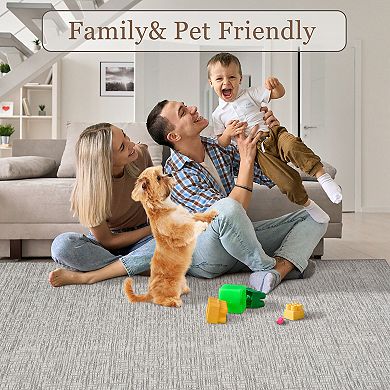 ANIXOL Washable Low Pile Area Rug, Soft Low Pile Solid Color