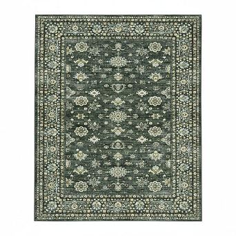 Vintage Washable Area Rug, Distressed Non Slip Non-Shedding Floral Soft Throw Rugs