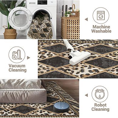 ANIXOL Checkered Leopard Runner Rug