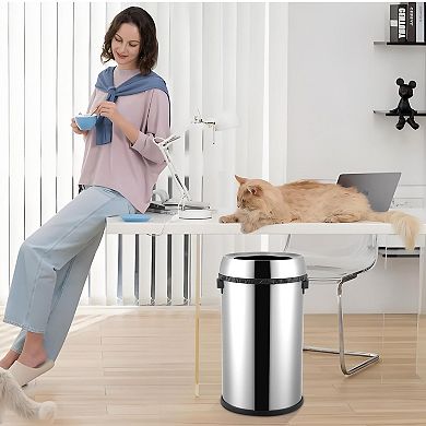 ANIXOL Heavy-Duty Round Open-Top Stainless Steel Trash Can