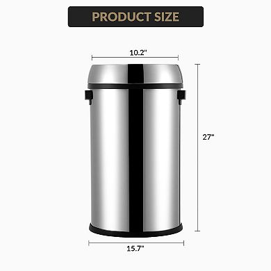 ANIXOL Heavy-Duty Round Open-Top Stainless Steel Trash Can