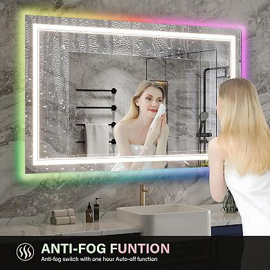 IDEALHOUSE 60x36 LED Bathroom Mirror with Anti-Fog, RGB & Dimmable Light