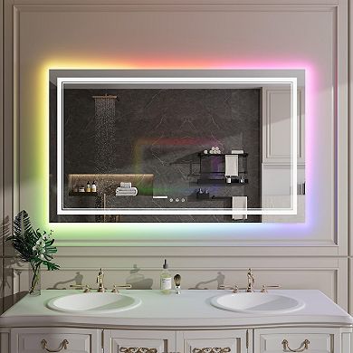 IDEALHOUSE 60x36 LED Bathroom Mirror with Anti-Fog, RGB & Dimmable Light