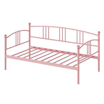 Heavy-Duty Twin Metal Daybed Without Trundle - Steel Slat Support, for Living/Bedroom/Guest Room