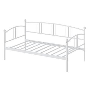Heavy-Duty Twin Metal Daybed Without Trundle - Steel Slat Support, for Living/Bedroom/Guest Room