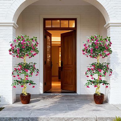 ANIXOL Artificial Bougainvillea Tree in White Pot