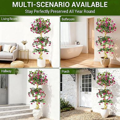 ANIXOL Artificial Bougainvillea Tree in White Pot