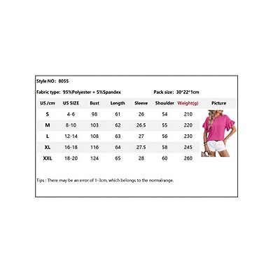 Women's Casual Round Neck Ruffle Sleeve T-Shirt Basic Short Sleeve Solid Color Loose Babydoll Top