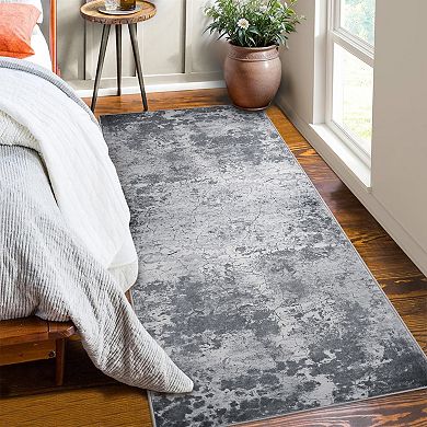 ANIXOL Washable Rug, Modern Abstract Faux Wool Area Rug