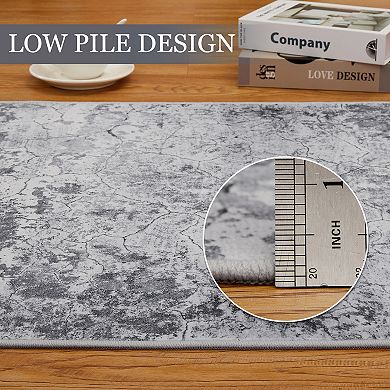 ANIXOL Washable Rug, Modern Abstract Faux Wool Area Rug