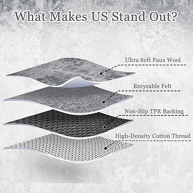 ANIXOL Washable Rug, Modern Abstract Faux Wool Area Rug