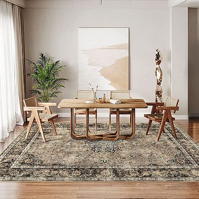 ANIXOL Washable Floral Area Rug