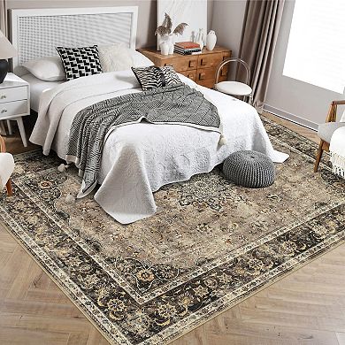 ANIXOL Washable Floral Area Rug