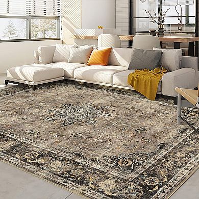 ANIXOL Washable Floral Area Rug