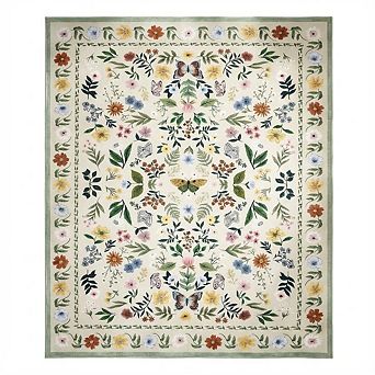 IDEALHOUSE Washable Floral Area Rug