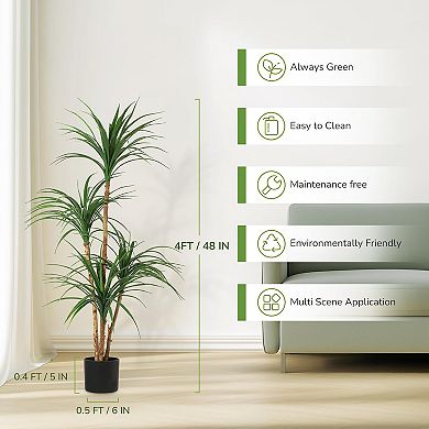 Artificial Dracaena Tree for Indoor Décor Photo Backdrops Nursery Living Room Office